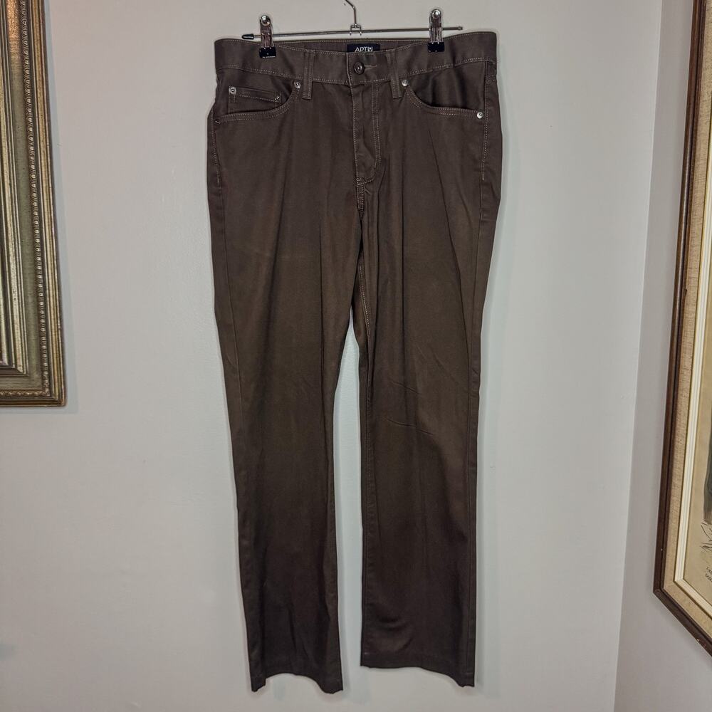 Apt. 9 Slim Fit Brown Chino Pants Stretch 5-Pocket Cotton Blend Jeans Size 30x29